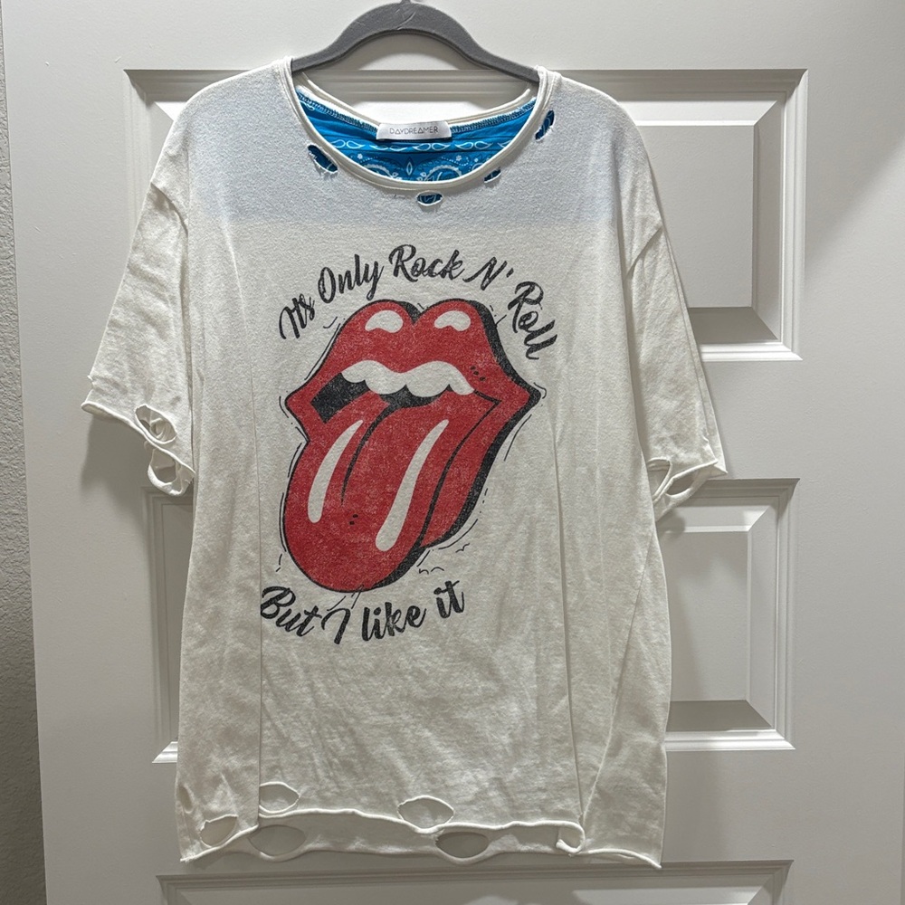 Daydreamer White Distressed Graphic Tee